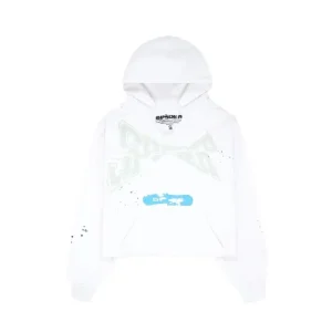 White Cropped Sp5der Hoodie